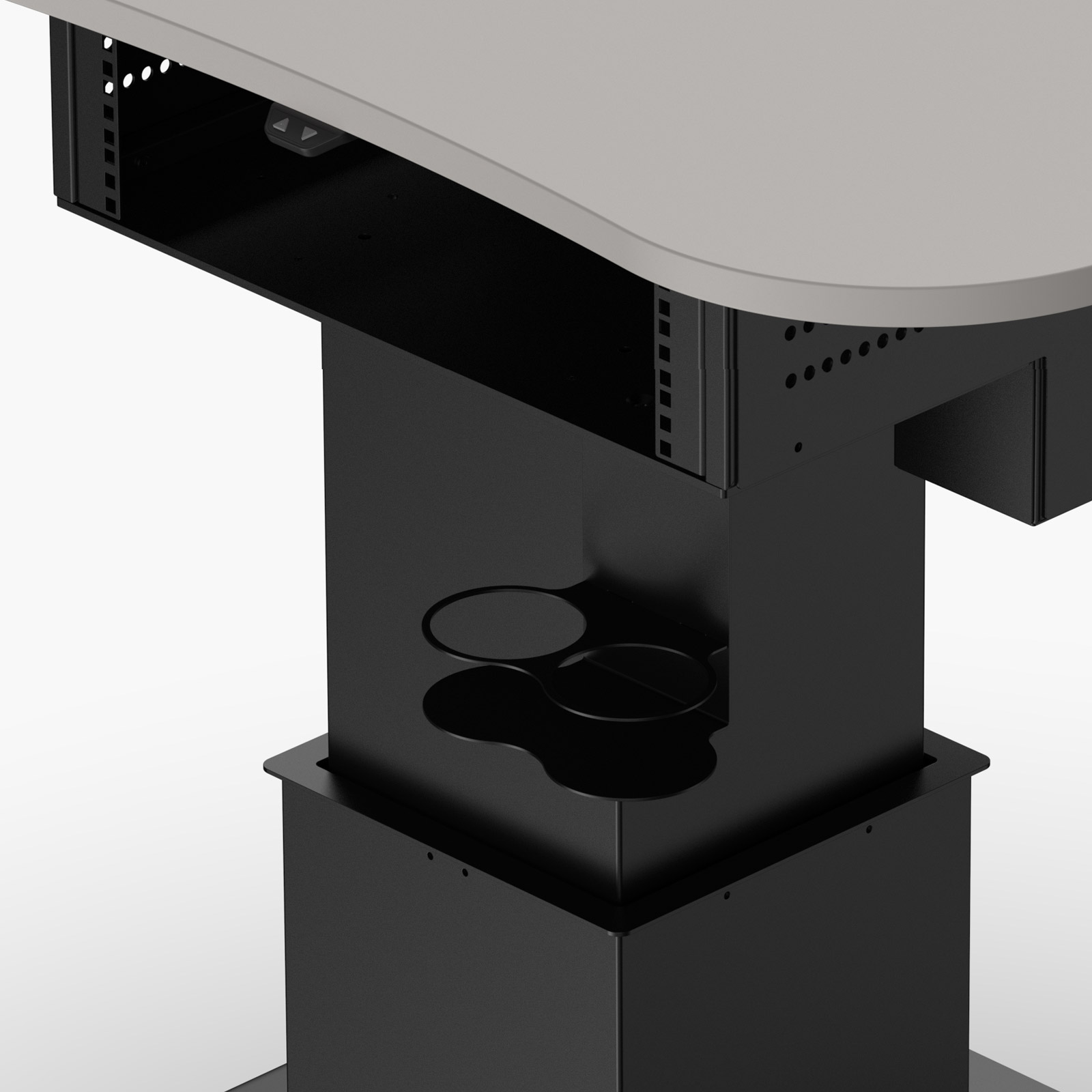 Multimedia lectern with twin cup holder on column