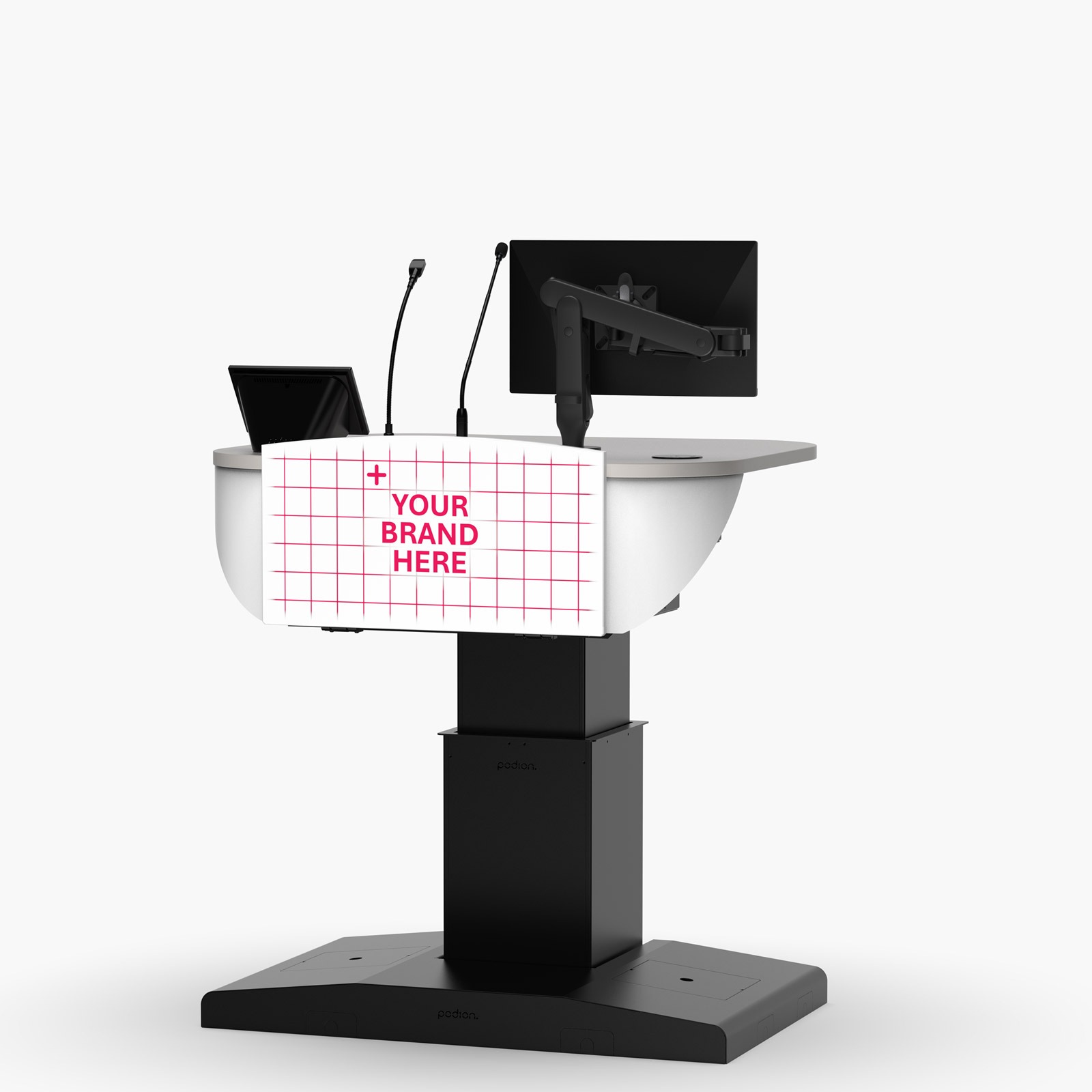 8RU Multimedia lectern with custom logo panel & height adjustment