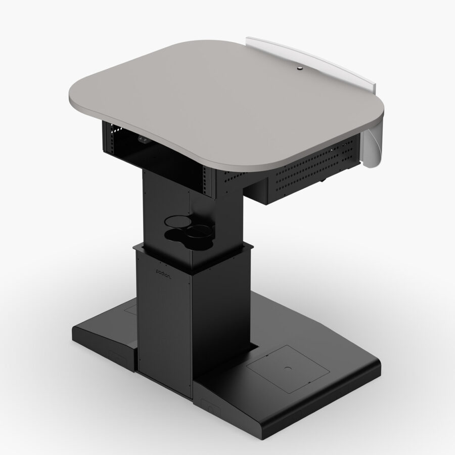 Mutlimedia lectern with cable management, cup holder & height adjustment