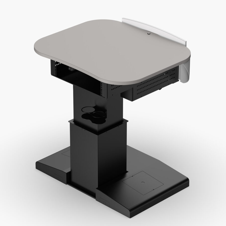 Mutlimedia lectern with cable management, cup holder & height adjustment