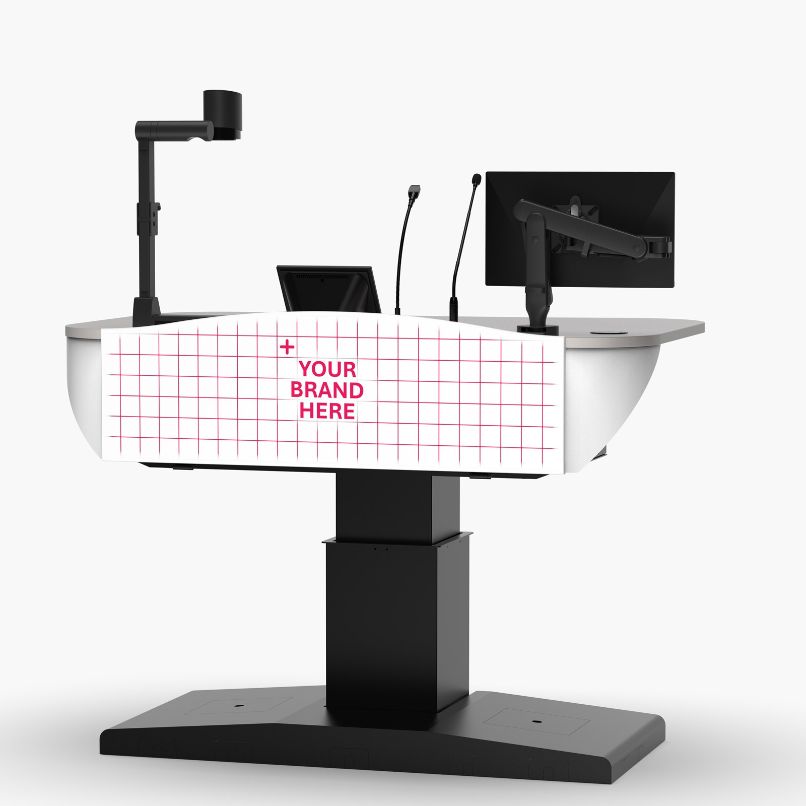 Multimedia lectern with 16RU rack, adjustable height & custom options