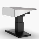 Multimedia lectern showing removable panels for AV equipment access