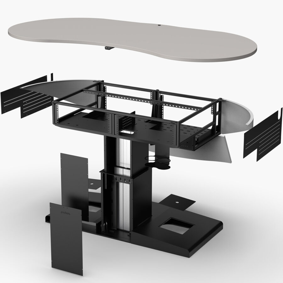 Mutlimedia lectern with removable panels for av equipment installation and service