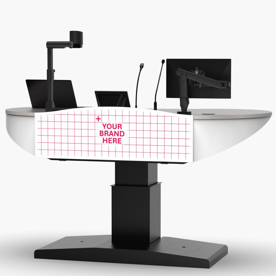 large 16ru university multimedia lectern with custom logo panel