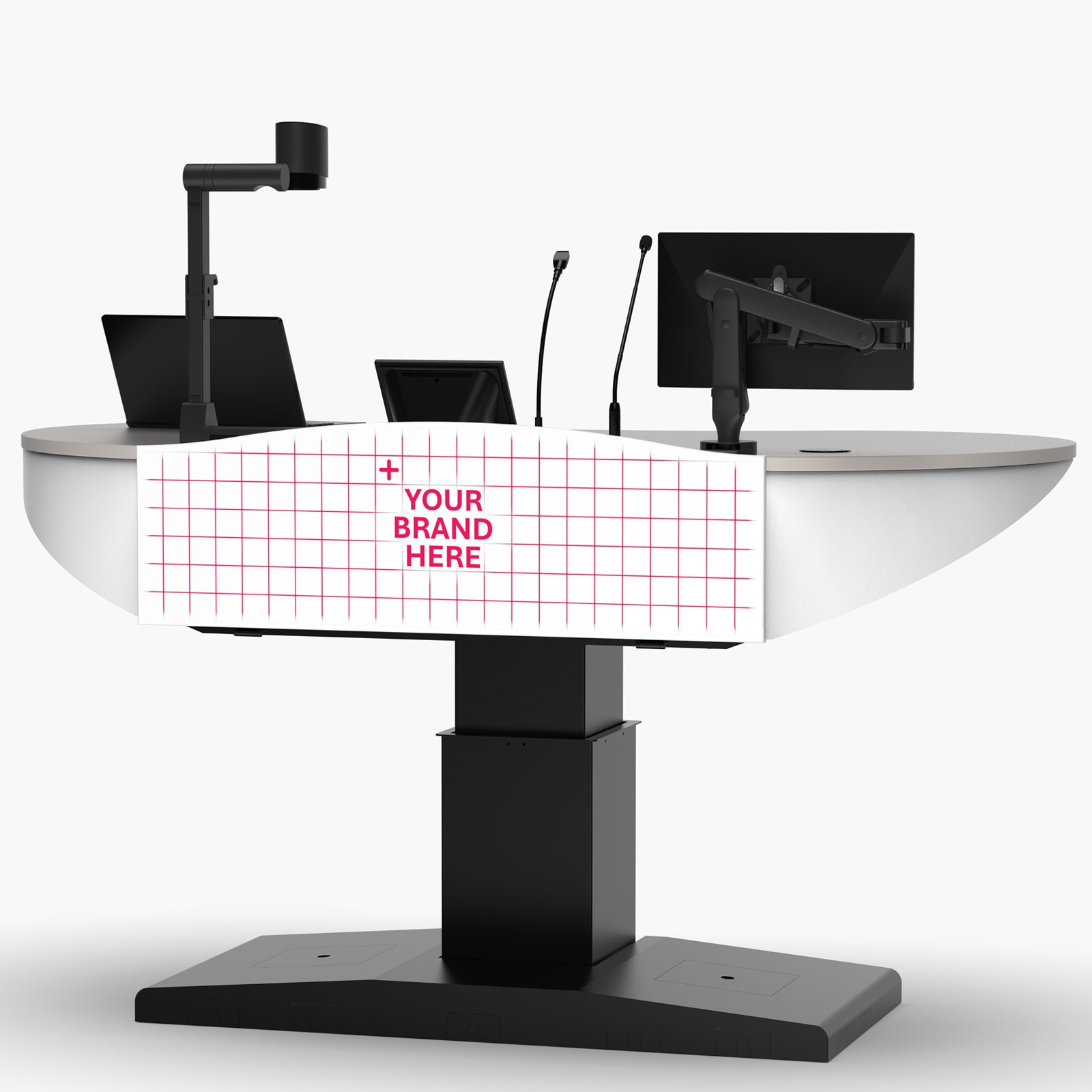 large 16ru university multimedia lectern with custom logo panel