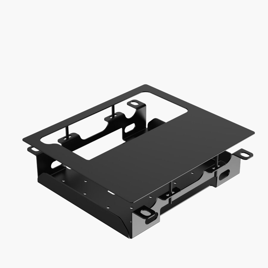 Flush-mounted battery charger holder with cover plate for lectern worktop