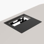 Flush-mounted battery charger holder with cover plate for lectern worktop