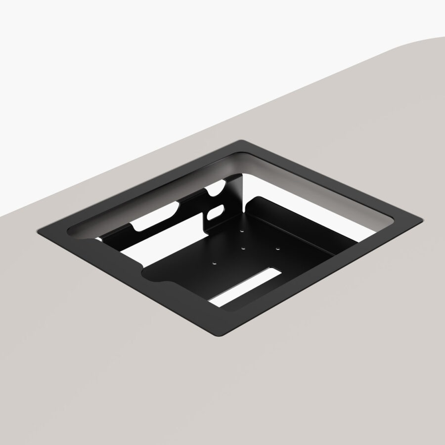 Battery charger holder for wireless microphones &transmitters installed into lectern worktop