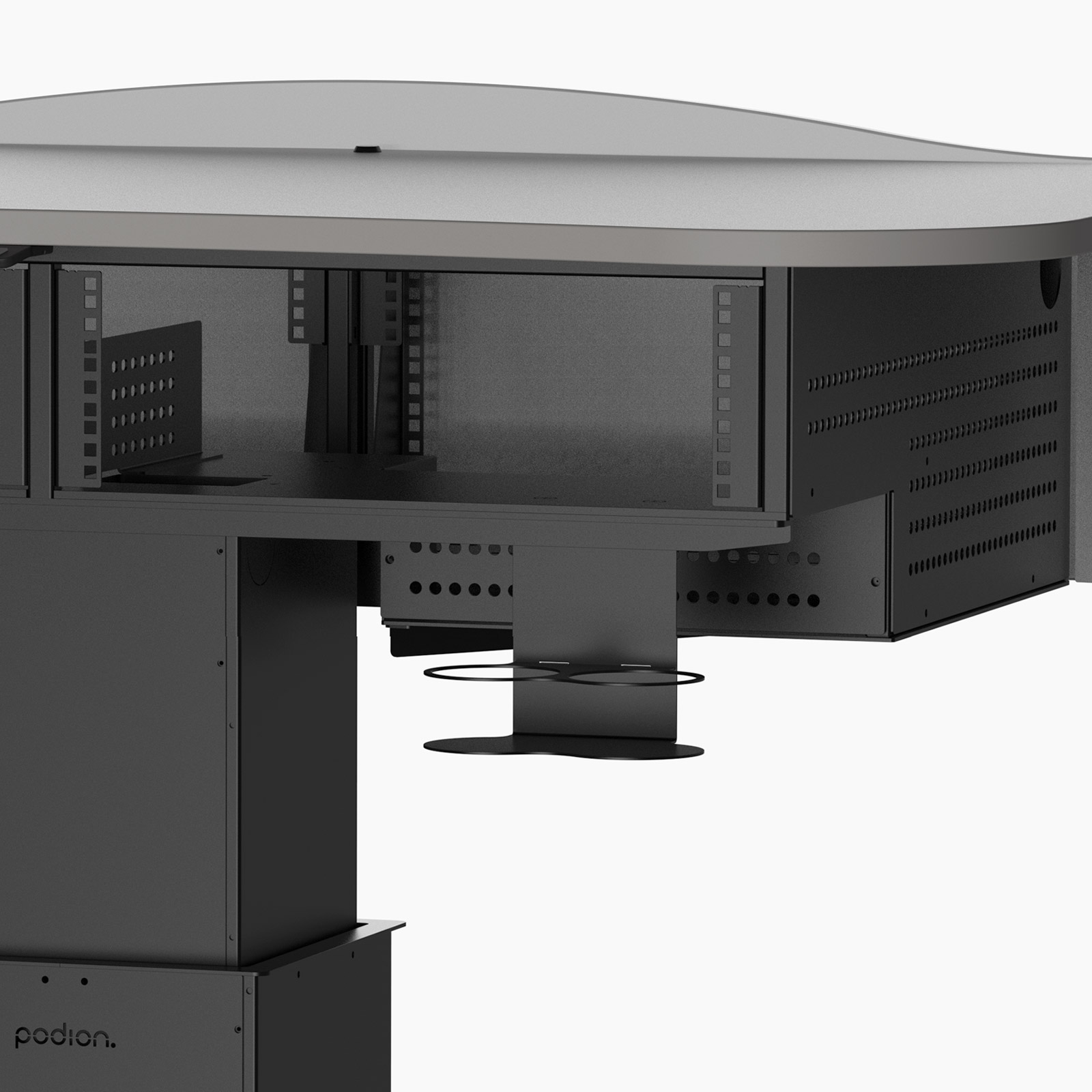 MML-multimedia-lectern-twin-cup-holder-on-column Multimedia lectern with twin cup holder