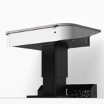 Touchdown point university lectern showing steel rack enclosure and able management