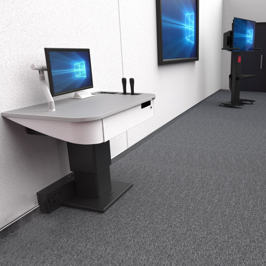 Teachers touchdown point against the wall in a university learning space