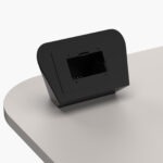 Desk-mount housing for Creston TSW-1060 Control Pad installed on lectern worktop