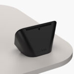 Desk-mount housing for Creston TSW-1060 Control Pad installed on lectern worktop