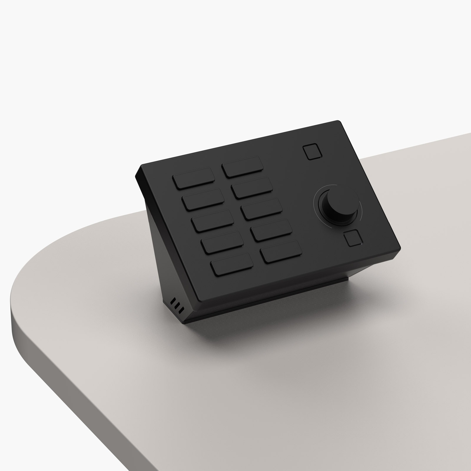 Black desk-mounted housing for Crestron MPC3-302 Media Presentation Controller