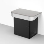 Wall positioned touchdown point multimedia lectern with ventilated. rack enclosure
