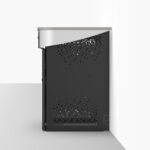 Wall positioned multimedia lectern with ventilated enclosure for roll out av rack