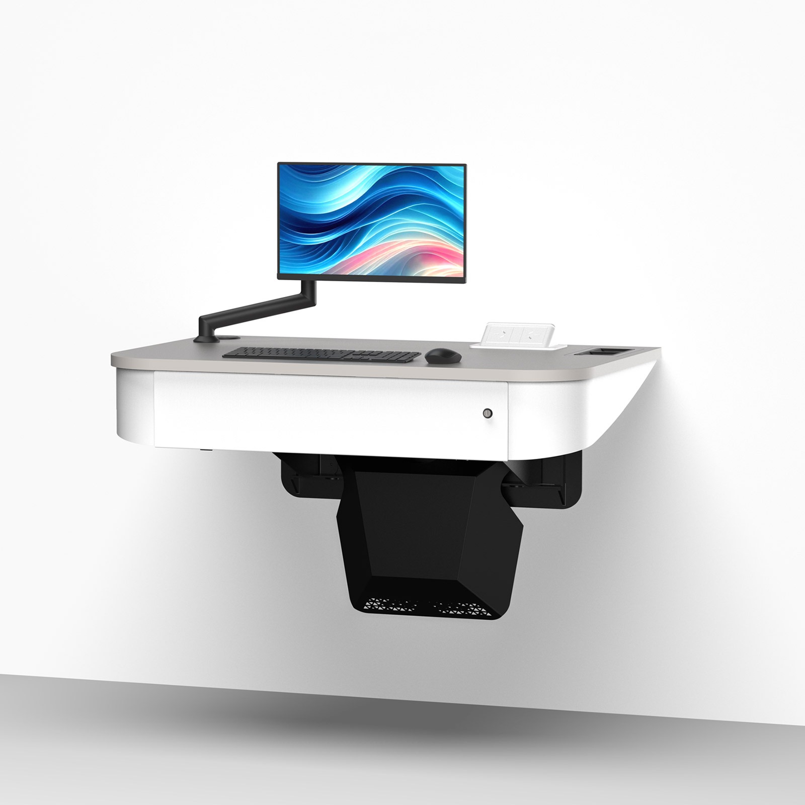 Wall mounted 4RU lectern teachers touchdown point