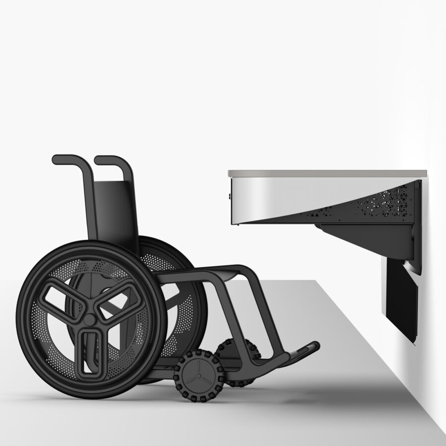 Wall mounted mutlimedia lectern with wheelchair access