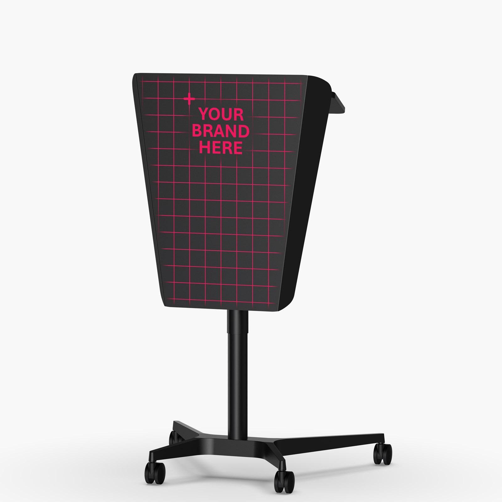 Gas lift height adjustable podium lectern with custom branding & castors