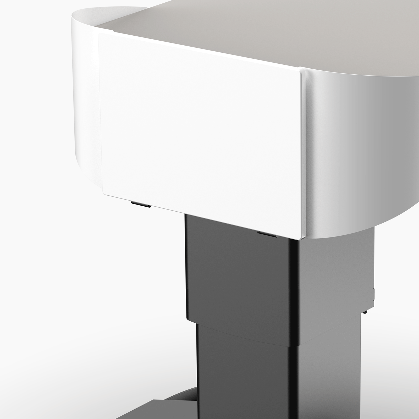 Multimedia lectern animation showing logo panel opening & 5ru slide out tray