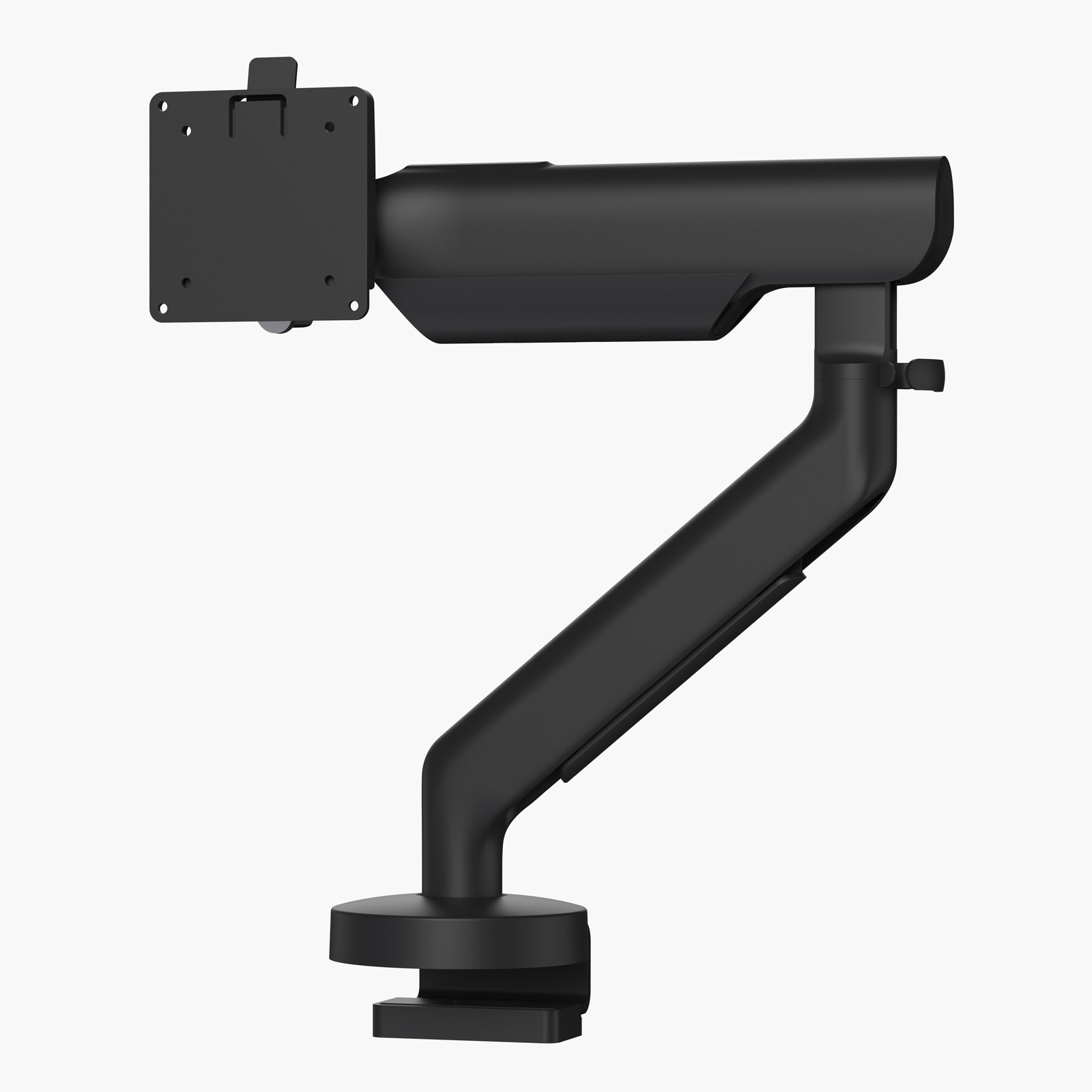 Black Flo X Monitor Arm with desk clamp to hold heavier single screen 3-18kgs