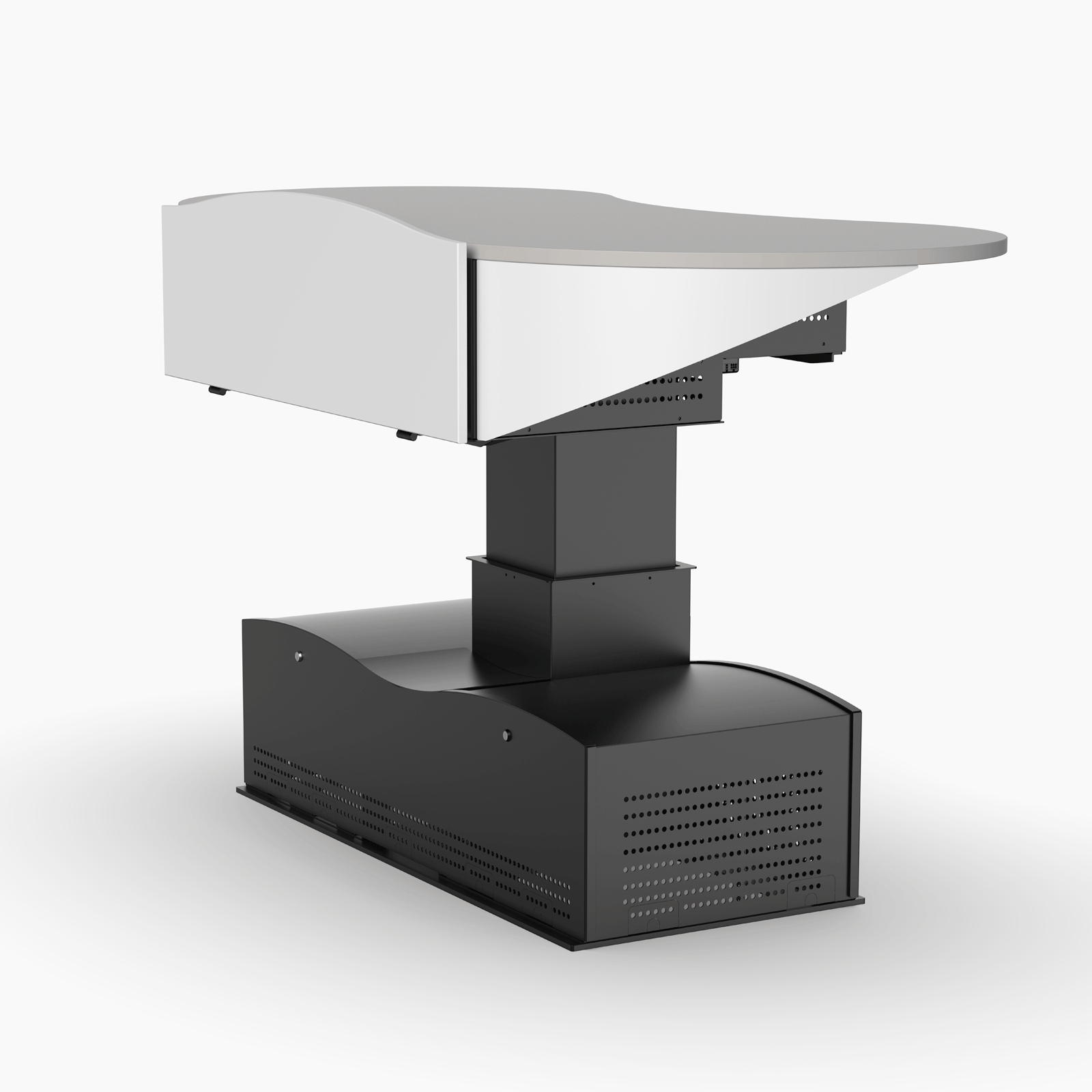 Multimedia lectern with 16RU rack capacity in body and 24RU in base