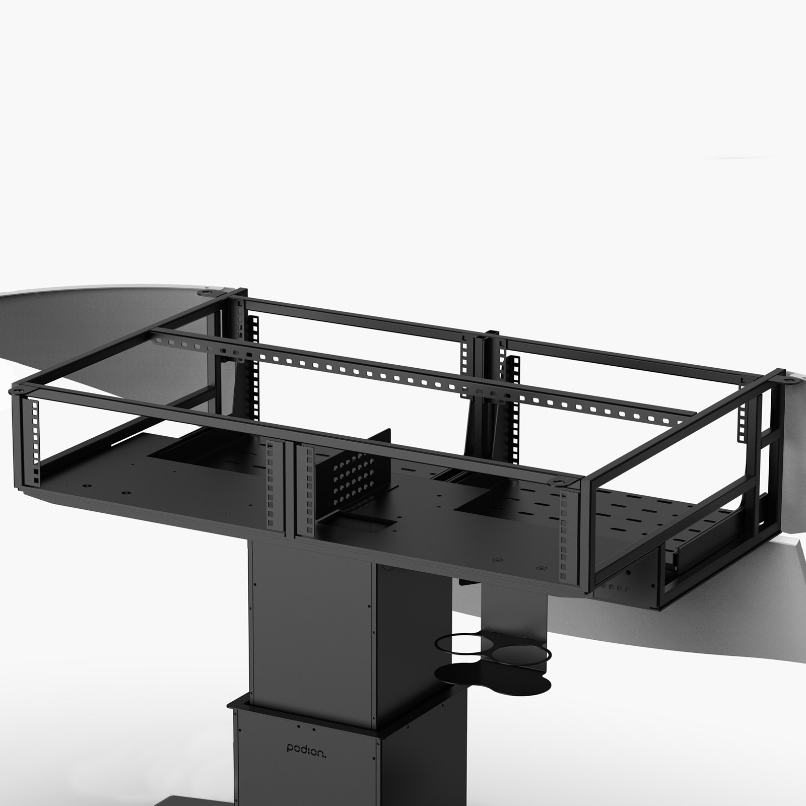 Mulitmedia lectern internal steel frame for rack mounted AV equipment
