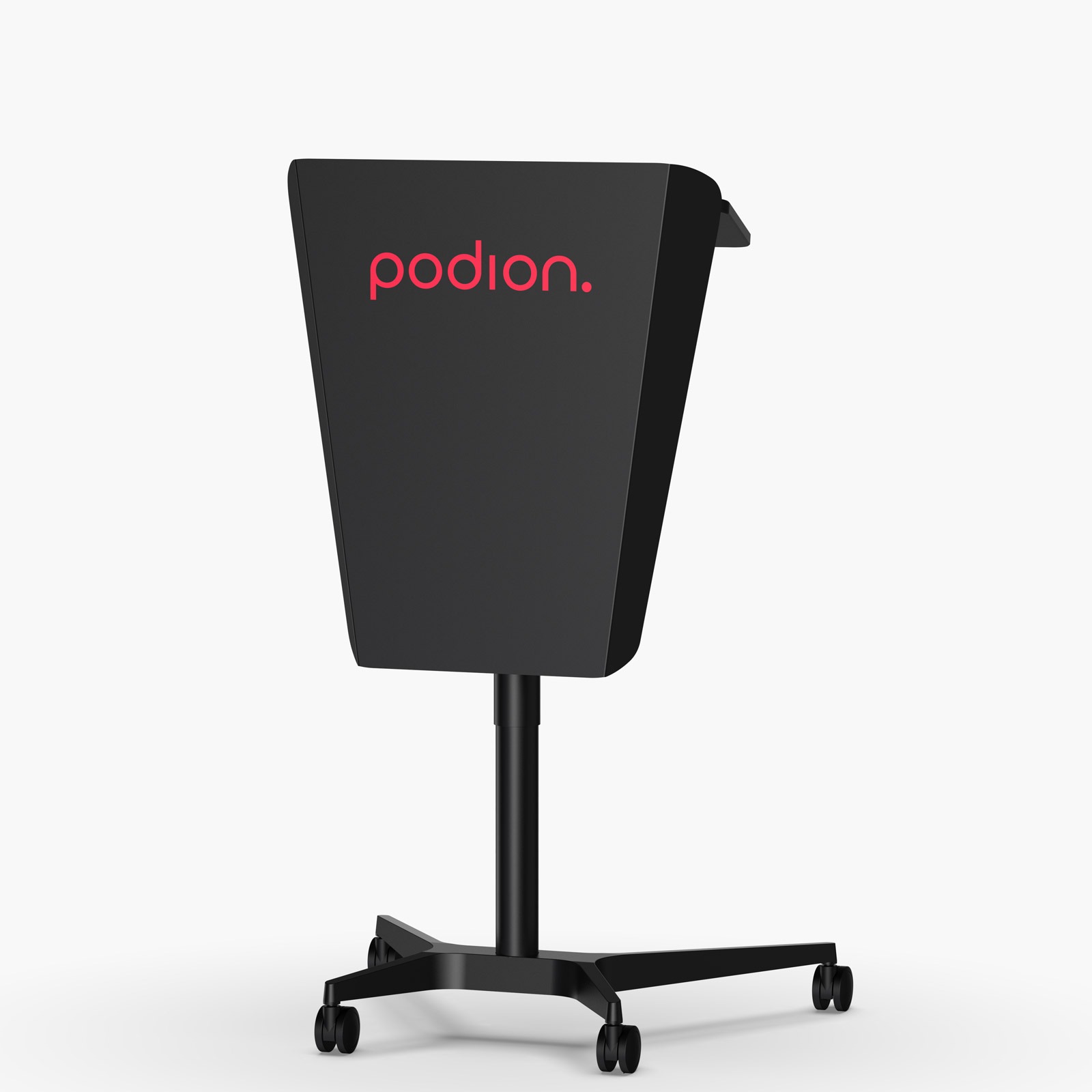 Gas lift podium lectern with custom logo panel with vinyl decal